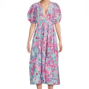 Poupette St. Barth Reine Floral Midi Dress Size Medium